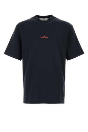 Stone Island Navy Blue Logo Regular T-Shirt