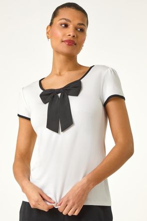Roman Bow Front Stretch Top