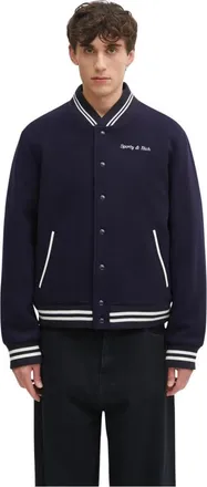 Sporty & Rich Jassen, Heren, Blauw, XS, Wol, Bomberjack