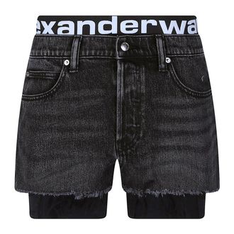 Alexander Wang Dames, Korte broeken, Grijs, Maat: W25 Denim