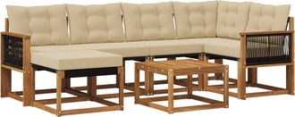 vidaXL Conjunto De Sof&aacute;s De Exterior 7 Uds. Natural Y Beige Vidaxl