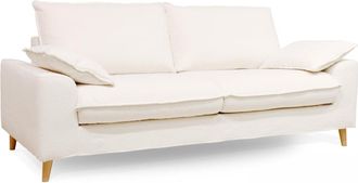 Oviala Sofá de Alfombra de rizo de 3 plazas blanco L 205 cm