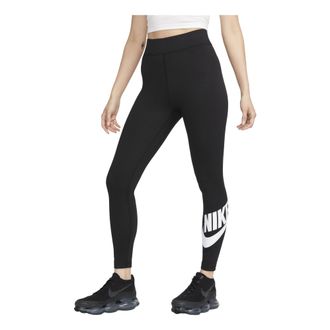 Nike (WMNS) Nike Sportswear Classics High-Waisted Graphic Leggings Asia Sizing Black White DV7792-010