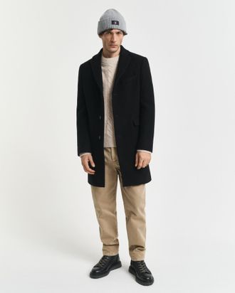 GANT Men Classic Wool Coat (XL) EBONY BLACK