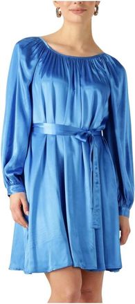 Greek Archaic Kori Kleedjes, Dames, Blauw, XS, Satijn, Kobaltblauwe Mini Jurk Charm