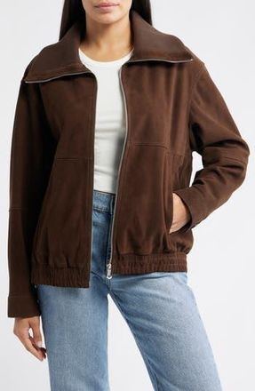 Bernardo Oversize Suede Bomber Jacket in Dark Chocolate at Nordstrom Rack, Size Xx-Large