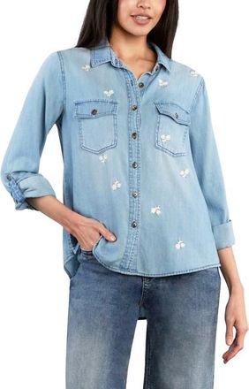 BILLY T Moonlit Meadow Button-Up Shirt in Pure Denim at Nordstrom, Size X-Small
