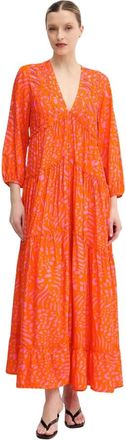 Lola Casademunt Gedrukte Maxjurk - Dames - Maxi kleedjes - Oranje - M - Pailletten - Kleedjes
