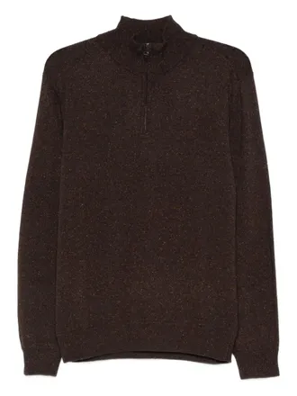 Canali half-zip speckled wool sweater - men - Wool/Viscose/Silk/Polyamide - 54 - Brown
