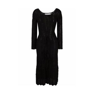 Matim&igrave; Crochet Scoop Neck Midi Dress - Dames - Casual kleedjes - Zwart - M - Kleedjes