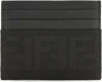 Fendi FF Jacquard and Leather Card Case - Black