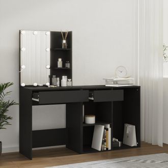 vidaXL Toeletta Con Led E Armadietto In Legno Multistrato Nero - Vidaxl