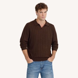 Nautica Mens Long-Sleeve Polo Sweater