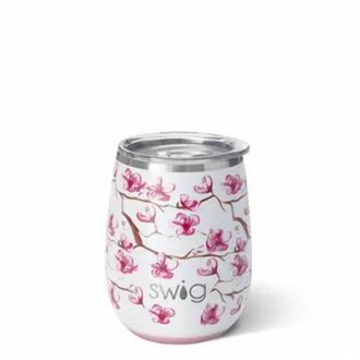 Swig Stainless Steel Stemless Wine Glass 14 Oz - 3 Pack In Cherry Blossom