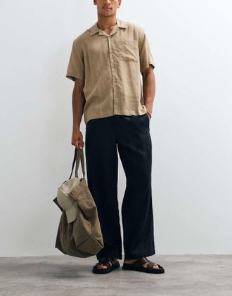 Arket Pantaloni in puro lino blu navy