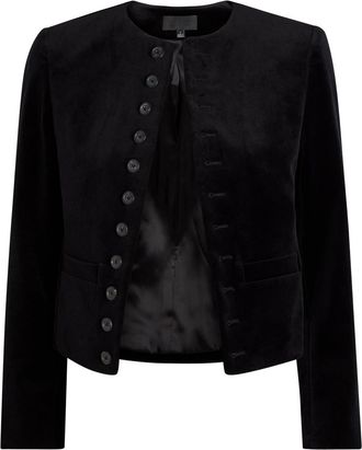 Nili Lotan Patti Cropped Velvet Jacket - Black - S (UK8-10 / S)