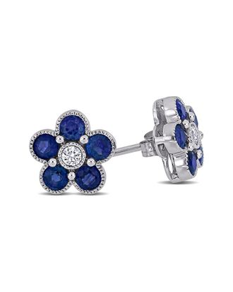 Rina Limor 14K 1.36 Ct. Tw. Diamond & Sapphire Studs