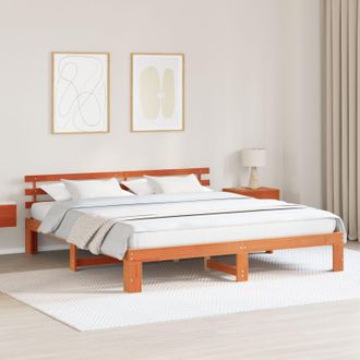 Berkfield Home Pine Wood Bed Frame Wax brown Solid wood 180 x 200 cm