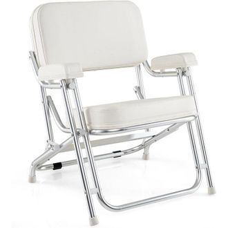 Costway Sedia da Barca Pighevole, Sedia da Spiaggia in Alluminio con Seduta Imbottita, Poltrona Portatile per Esterni, Piedini Antiscivolo, Sedia da