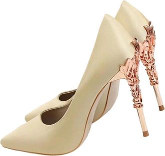 Generic Women Spring Sequin High Heel Pumps Pointed Toe Metal Detail Wedding Dress Shoes