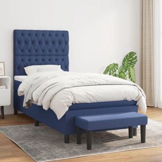 vidaXL Vidaxl - Cama Box Spring Con Colch&oacute;n Tela Azul 90x200 Cm