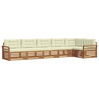 vidaXL Conjunto De Sof&aacute;s De Exterior Con Coj&iacute;n 6 Pcs Natural Y Crema Vidaxl