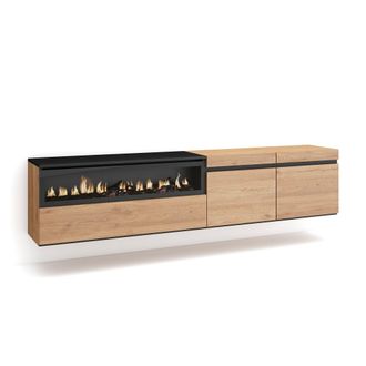 Skraut Home Skraut Home - Mueble Tv, Televisi&oacute;n, Muebles De Sal&oacute;n, Almacenaje, 200x45x35cm, Para Tv Hasta 80, Chimenea El&eacute;ctrica, Colgado, Suspendido, Estilo Mode