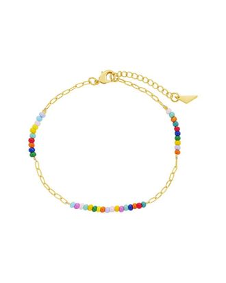 Sterling Forever 14K Gold Iridiana Rainbow Beaded Anklet