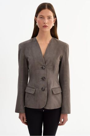 LaMarque Abitha | Suede Hourglass Jacket in Steel Grey at Nordstrom, Size Xx-Small