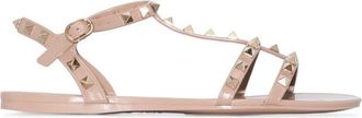 Valentino Garavani Flat Sandals, female, Pink, Size: 6 US Rockstud Double-Strap Sandal