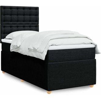 vidaXL Cama Box Spring Con Colch&oacute;n Tela Negro 80x200 Cm Vidaxl