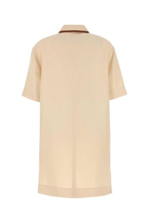 Gucci Womens Sand Linen Mini Dress Cream Exterior: Abiti
