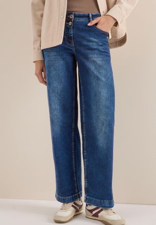 Cecil Weite Jeans CECIL Style NEELE, Damen, Gr. 32, L&auml;nge 30, blau (mid blau wash), Denim/Jeans, Obermaterial: 84% Baumwolle, 14% Polyester, 2% Elasthan. Fu