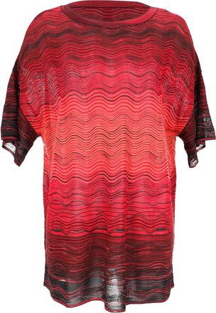 Missoni M Missoni Wave Pattern Knit Oversized Top in Red Viscose