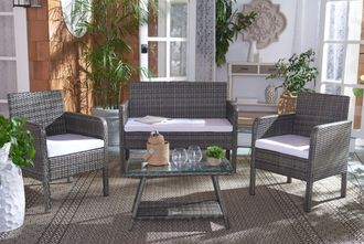 Safavieh Aboka 4 Piece Living Outdoor Set (Indoor / Outdoor)