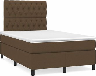 vidaXL Cama Box Spring Con Colch&oacute;n Y Led Tela Marr&oacute;n Oscuro 120x190 Cm Vidaxl