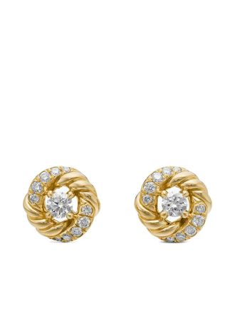 David Yurman 18kt yellow Petite Infinity diamond stud earrings (7.8mm) - women - 18kt Yellow Gold/Diamond - OS