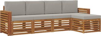 vidaXL Conjunto De Sof&aacute;s De Exterior 5 Uds. Natural Y Gris Claro Vidaxl