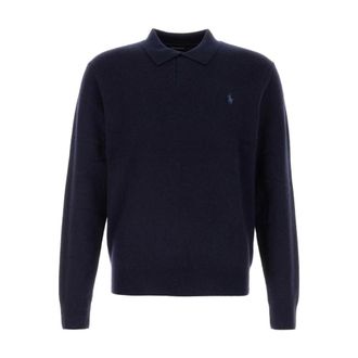 Polo Ralph Lauren Round-neck Knitwear, male, Blue, M, Long Sleeve Pullover