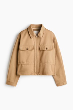 H&M Jacke aus Baumwolltwill - Dunkelbeige
