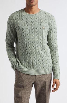 Valentino Maglia VLOGO Signature Cabled Virgin Wool Crewneck Sweater in Stone at Nordstrom, Size X-Large