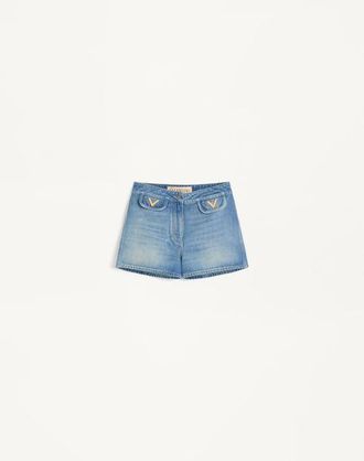 Valentino Shorts In Denim Donna BLU 50