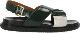 Marni Green Rear Belt Smooth Leather Sandals