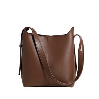 Generic Large Bucket Crossbody Bags for Women Vegan Leather Purses and Handbags Ladies Leather Tote Large Shoulder Bags (Brown)