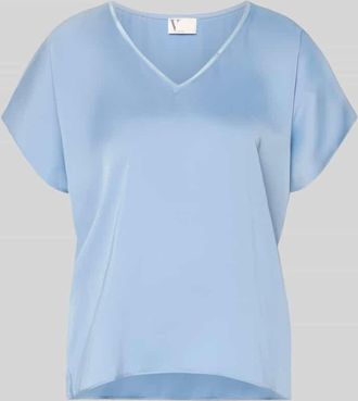 Vera Mont Blusenshirt aus Satin mit V-Ausschnitt in Hellblau, Gr&ouml;&szlig;e 34