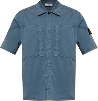 Stone Island Korte Mouw Shirt - Heren - Korte mouwen Overhemden - Blauw - S - Overhemden