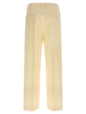 Moncler Tailored Cotton Gabardine Trousers - Cream
