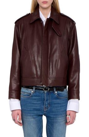 Zadig&Voltaire Lambskin Leather Jacket in Burgundy at Nordstrom, Size X-Small