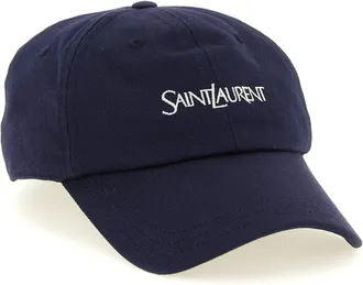 Saint Laurent Mens Blue Cotton Cap (baseball Hat)