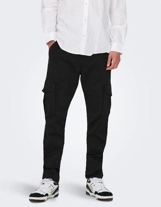 Only & Sons Mens Dean Regular Fit Cargo Pants - Black - Size: 31W r